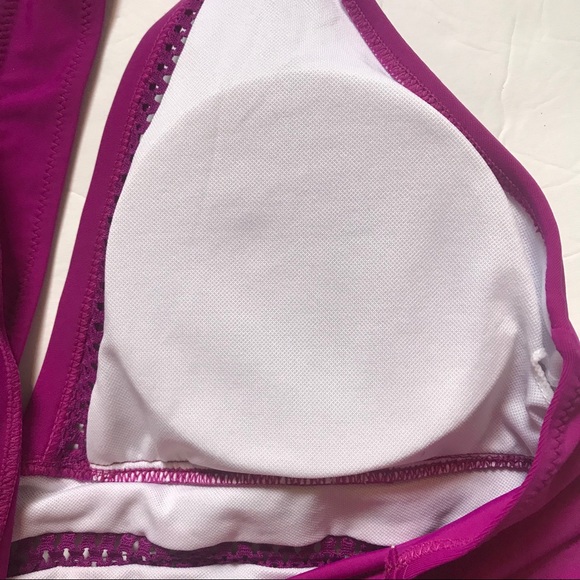 One-Piece Swimsuit V-neck Purple Cheeky Halter - Picture 7 of 9